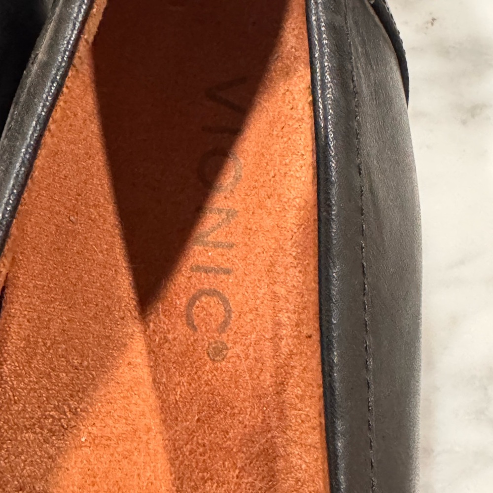 Vionic Black Loafers with Bold Gold Chain - Picture 2 of 6
